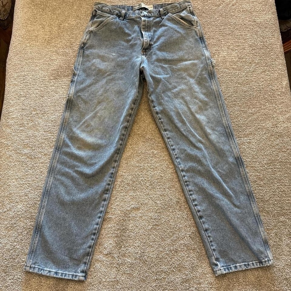 Gander Mountain Carpenter Fit Jeans Men's Blue Workwear Utility Denim 34 X 32